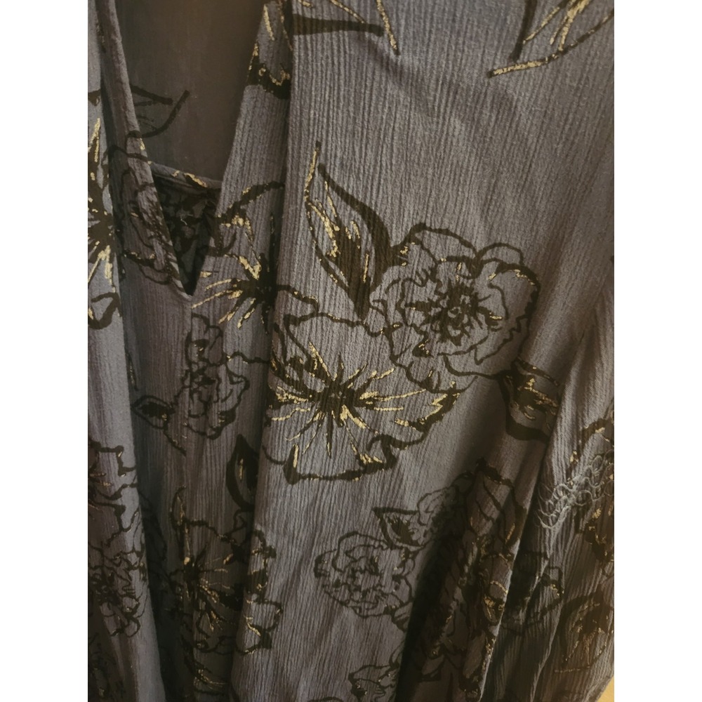 Free People Tunic Long Sleeve Swing Floral Hi Low Curved Hem Oversized Shirt XS - Picture 2 of 5